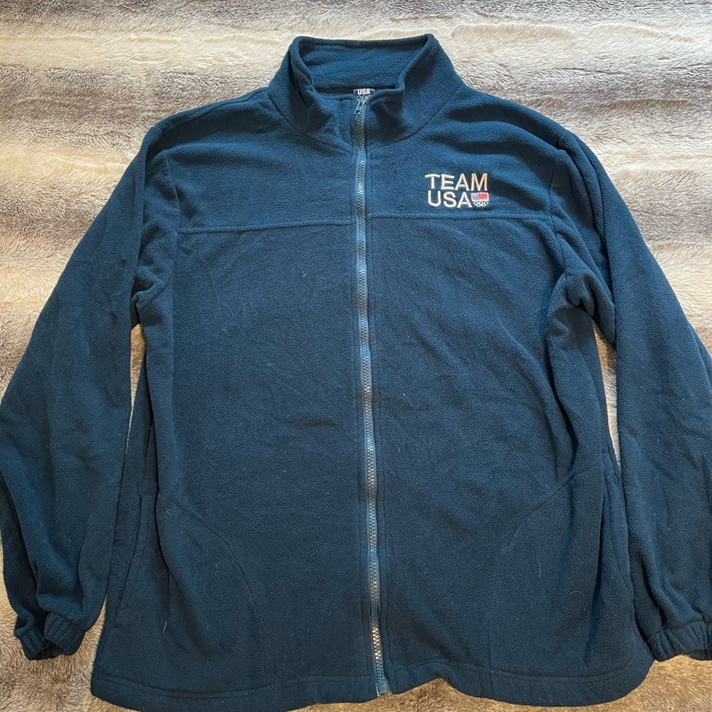 Team USA Olympics Full-Zip Fleece Jacket Size XL Teal Blue
